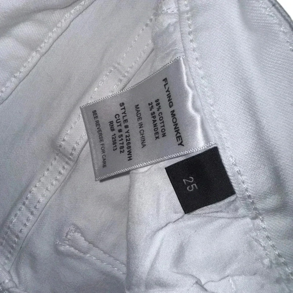 Women's Flying Monkey Distressed cropped flare Jeans, Size 25, White, trendy - Picture 5 of 7